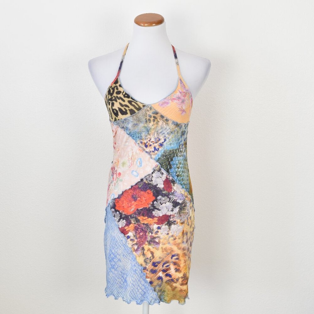 Jaded London Multicolor Patchwork Halter Mini Dress US6 Perfect condition
